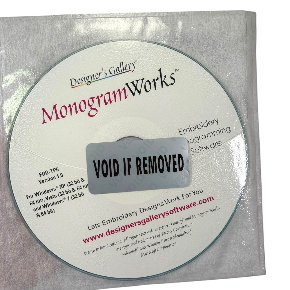Designer's Gallery MonogramWorks Embroidery Software Windows CD User Guide Set - Picture 2 of 5